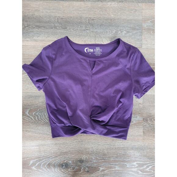 Zyia Active Women's Purple Criss Cross Workout Cropped Tee size Medium‎ #9 - Picture 1 of 3